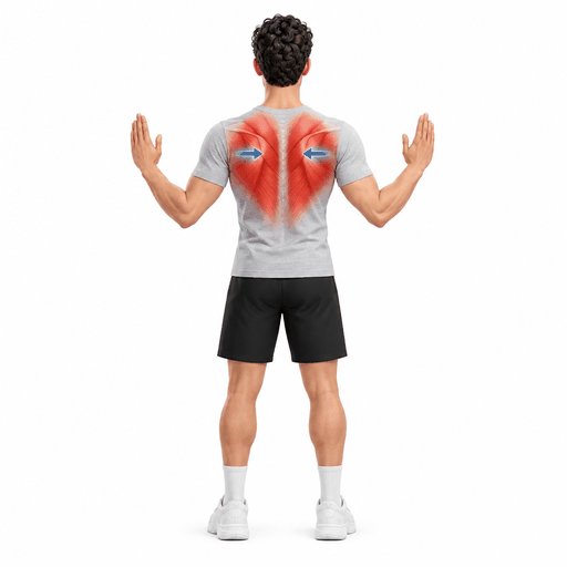 حرکت W در حالت ایستاده (جمع کردن کتف با آرنج خم)