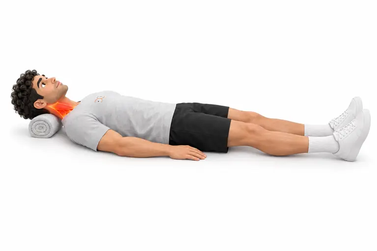 استراحت گردن روی حولهٔ لولهشده