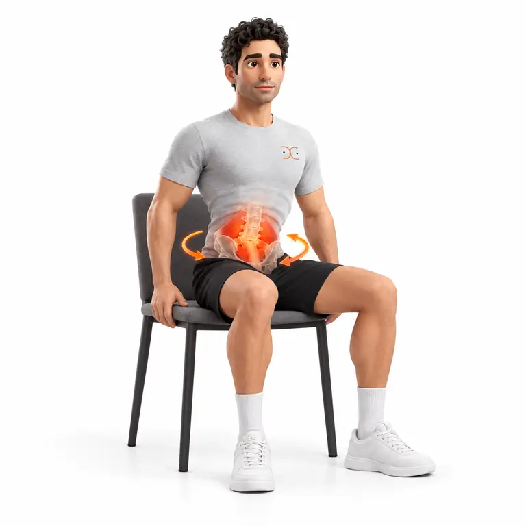 چرخش لگن در حالت نشسته روی لبهٔ صندلی